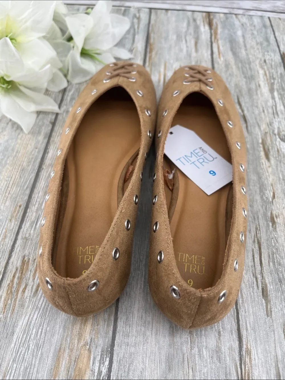Women's Faux Suede Corset Ballet Flats Shoes Size 9